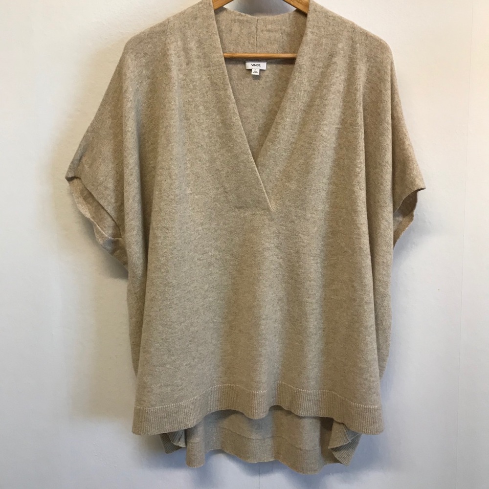 Vince Cashmere Oversized Poncho Sz L Beige S/S - Picture 6 of 7